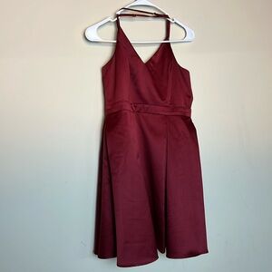 Lulu’s wine red romantic dress size L pleated prom wedding bridesmaid strappy